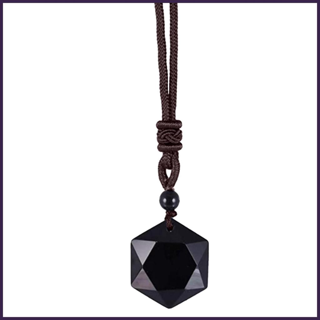 Mặt dây chuyền Hexagram Đen Obsidian Hexagram Vòng cổ đá tự nhiên Màu đen tự nhiên Mặt dây chuyền Ob