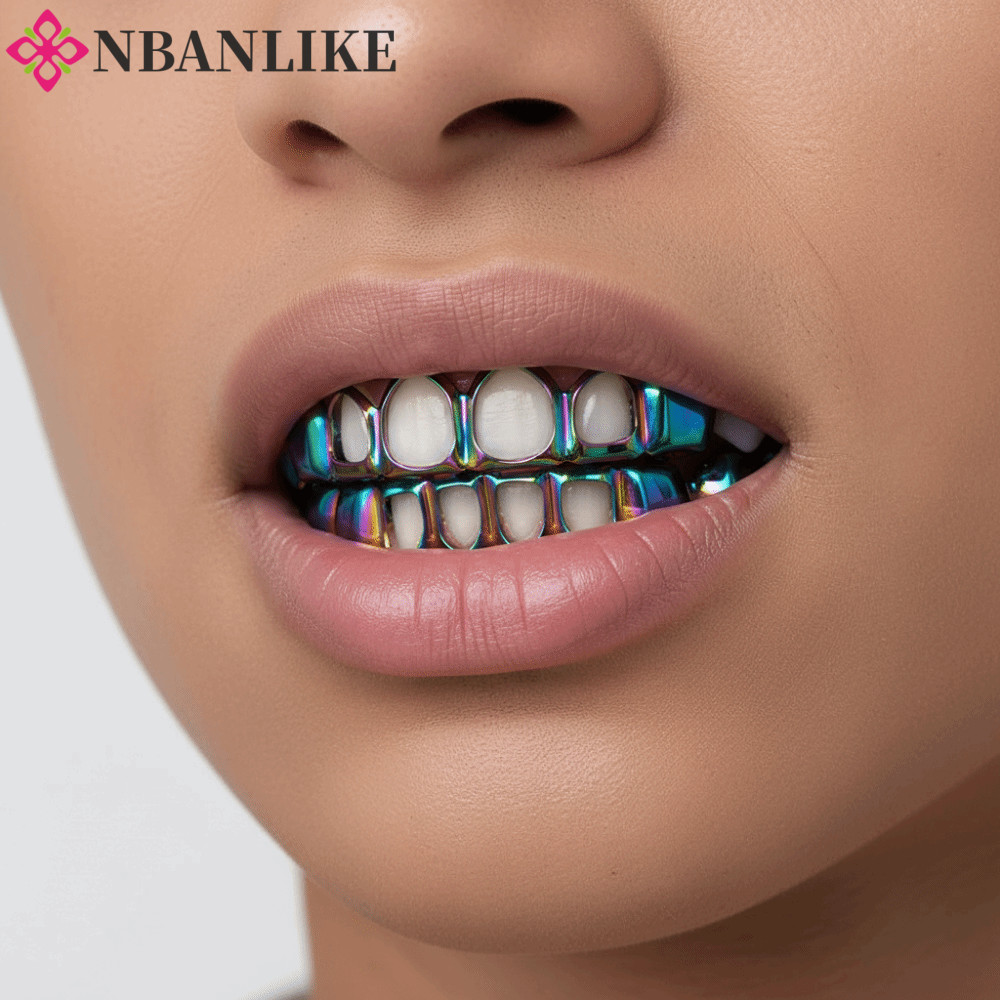 NBANLIKE 2 Cái / bộ Lưới Nướng Nha Khoa, Hip Hop Classic Charm Răng Grillz, Trang Sức Nha Khoa Hợp T