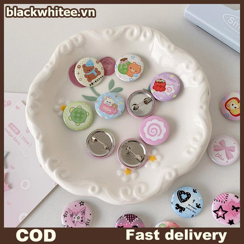 BWHTE 6 Cái Hoạt Hình Dễ Thương Mini Hoạt Hình Nút Huy Hiệu Kawaii Retro Bé Gái Trẻ Em Bapa Túi Đựng