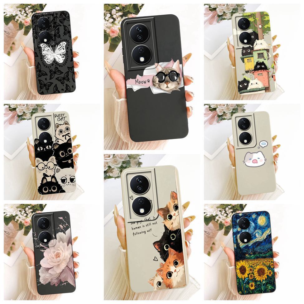 Dành Cho Honor X7b 4G Ốp Lưng Silicon Thời Trang Mèo Dễ Thương Họa Tiết Ngộ nghĩnh Vỏ CLK-LX1 CLK-LX