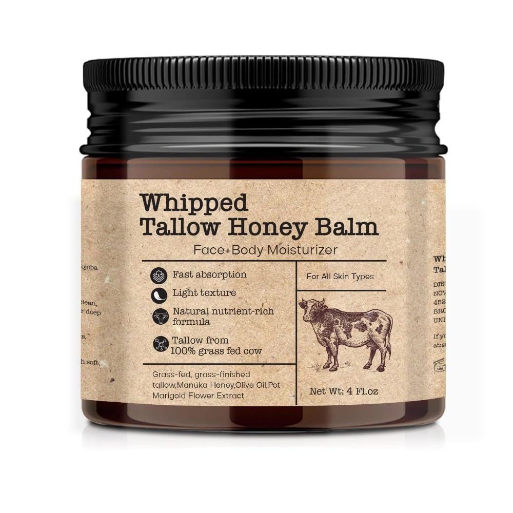 GAHQB Whipped Beef Tallow Balm dành cho: Kem dưỡng ẩm Tallow bò cỏ cho mặt và cơ thể, Tallow 4 oz