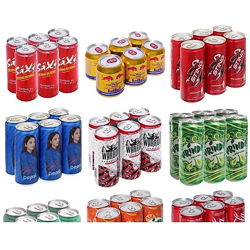 Lốc 6 Lon Nước Ngọt Có Ga / Nước Tăng Lực /Trà Bí Đao/Coca Cola/ Pepsi/ Sting/ Mirinda/…