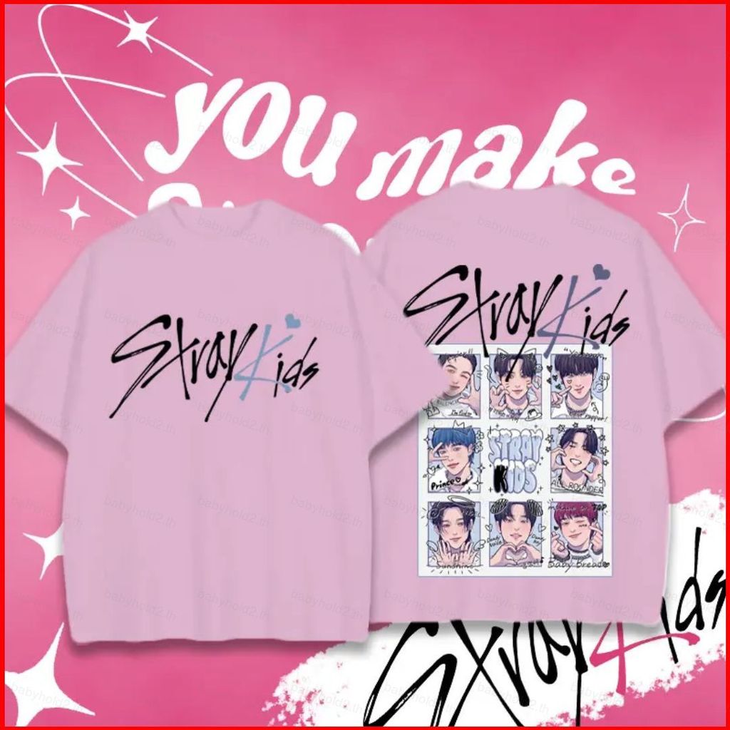 BH2 Stray Kids Áo thun in hình hoạt hình KPOP tay ngắn hàng đầu người hâm mộ quà tặng tee HB2