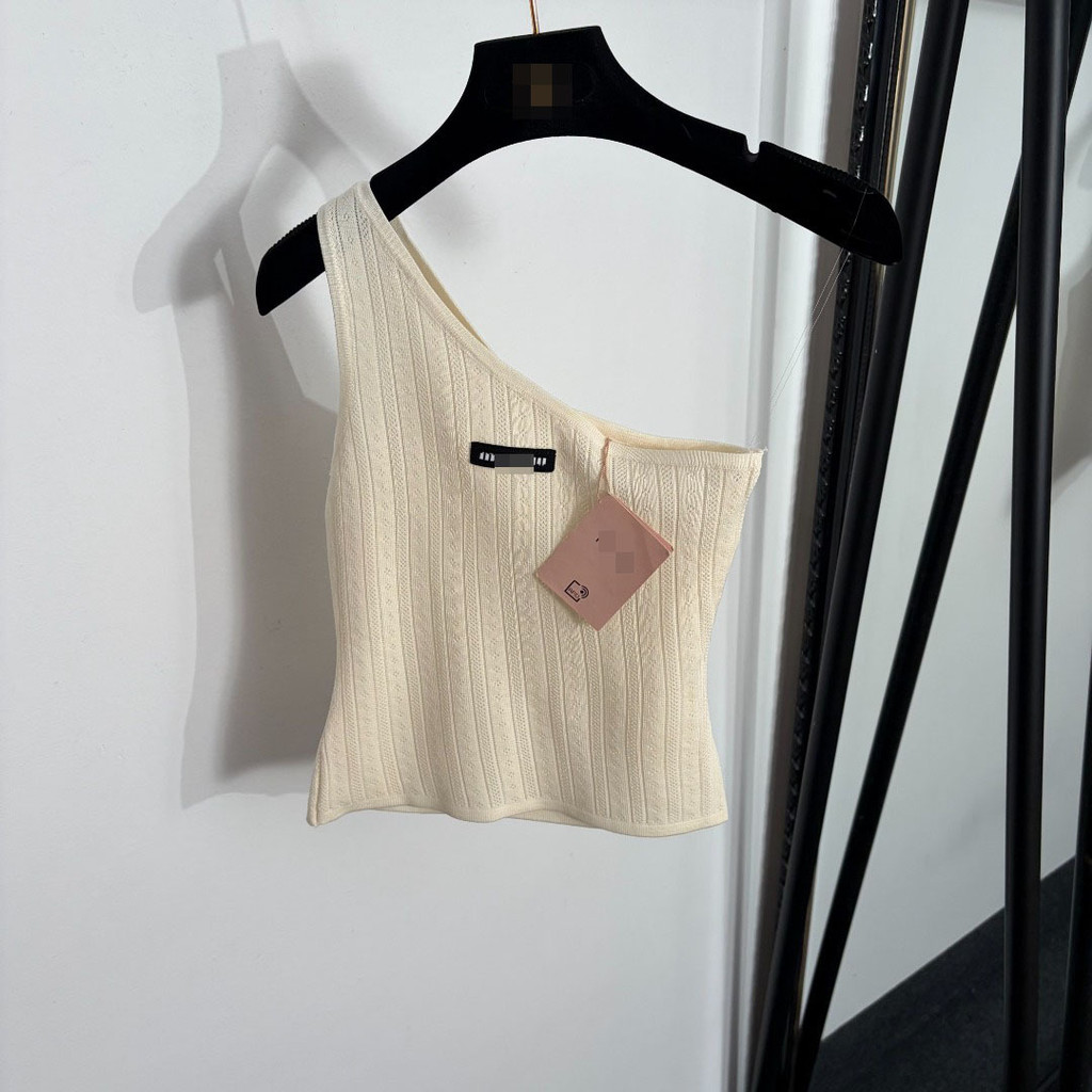 Q0AE M``U New pure and sexy cool style knitted tank top with letter logo and off-shoulder design