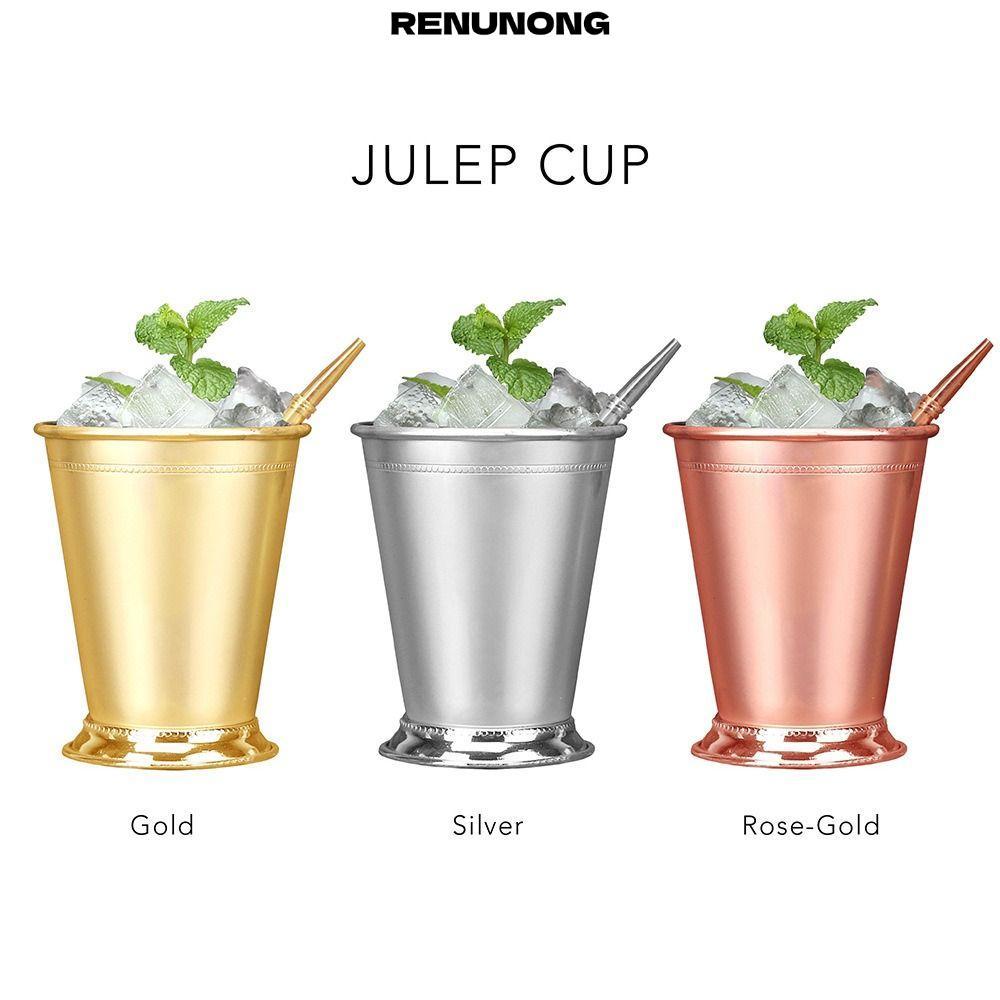 RENUNONG Cán Bạc Hà Julep Cup, Cốc Cocktail Bạc 350ml, Thép Không Gỉ Mojito Cocktail Kính Nhà Bếp