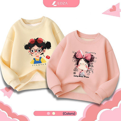 Áo nỉ sweater trẻ em TA15 in hình cô gái size từ 18-42kg Loza Kids IN001