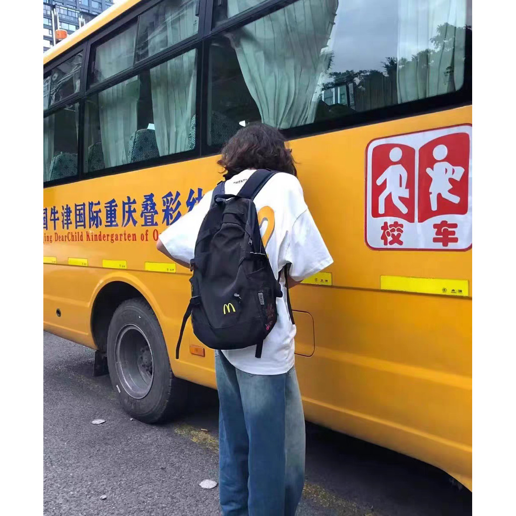 Seven7store Tự Chế Vintage Phong Cách Retro Authentic Vintage Ba Lô Sinh Viên Niche Schoolbag Ba Lô