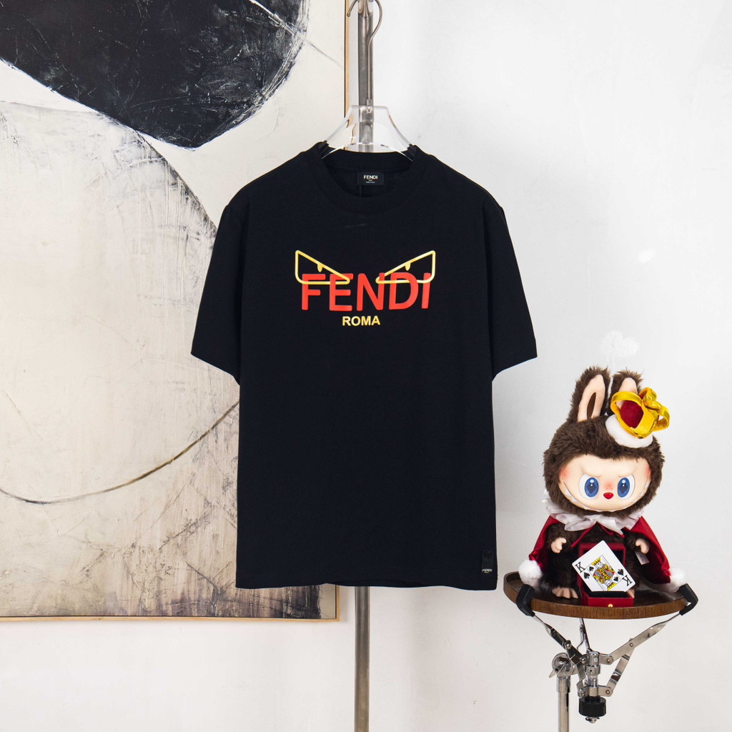 FENDI Mùa Hè Phong Cách Mới Áo Thun Ngắn Tay Nam Nữ Cặp Đôi Nhẹ Thể Thao Đế Bên Trong Trận Đấu Thu Đ