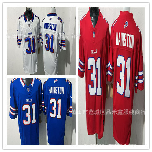 Giao hàng trong ngàyÁo bóng bầu dục Buffalo Bills No. 31 Quần áo nam thêu áo HAIRSTON