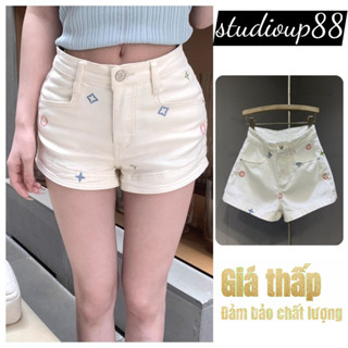  Quần Short Jeans Nữ Quần Đùi Jeans Form Ôm Đính Hoạ Tiết Siêu Xinh 