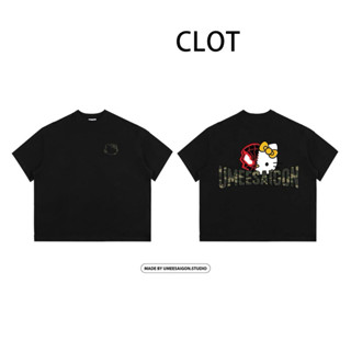  áo thun nữ đen in hình HelloKitty 100%Cotton Form Rộng áo girl phố style xinh CLOT áo thun Local Brand 