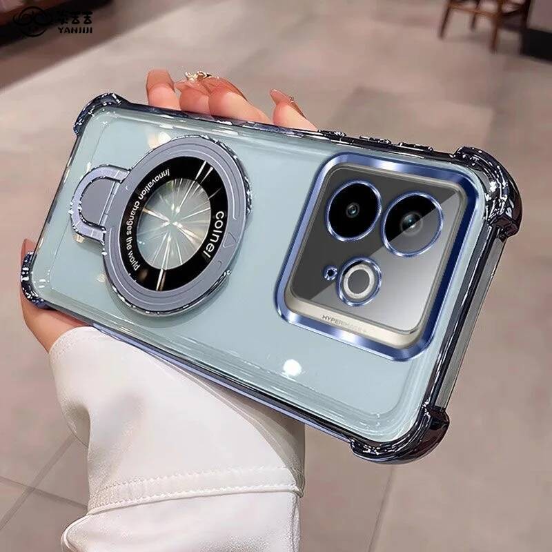 Trong Suốt Capa Cho Realme GT 7 Pro / GT7 7T Ốp Lưng Trong Suốt Giá Đỡ Vòng Bảo Vệ Vỏ Điện Thoại Cho