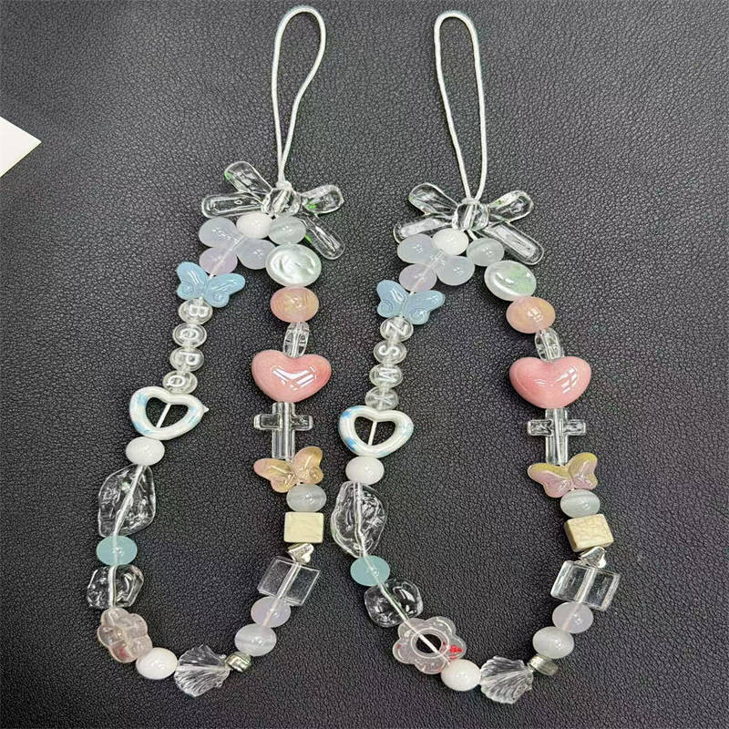 New Beaded Flower Mobile Phone Lanyard Phone Case Beauty Ornament Accessories Hand Strap Lanyard Fem