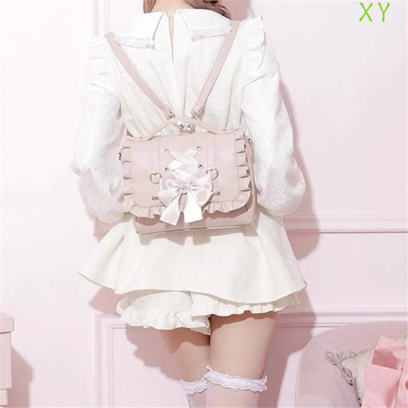 Túi Nữ lolita Nơ lolita Túi Tình Yêu Tay Cầm Một Vai Ba Lô chéo