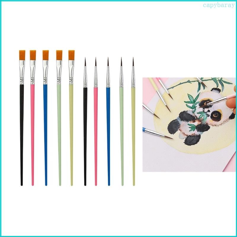 Paint Brush, 10Pcs Round/Flat Tip Paintbrushes Nylon Hair Artist Art Paint Brush