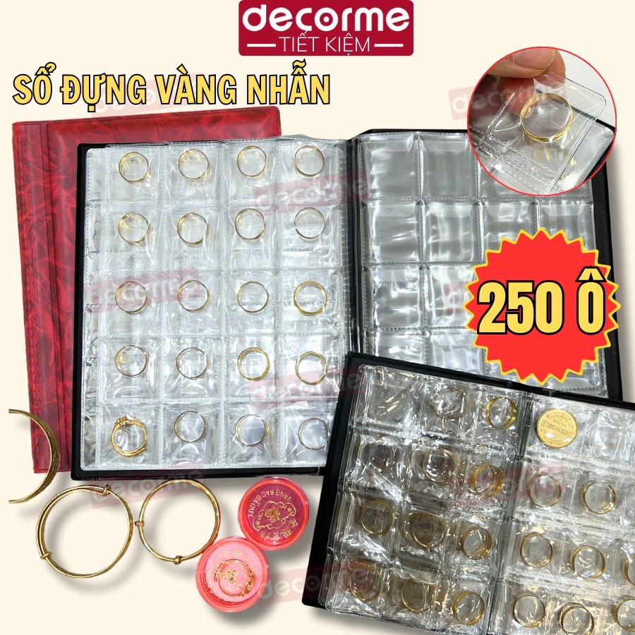 Sổ Đựng Vàng Nhẫn 250 Ô Cao Cấp Bìa Da PU Chống Thấm, Chống Bụi – Album Lưu Trữ Vàng, Trang Sức, Tiết Kiệm