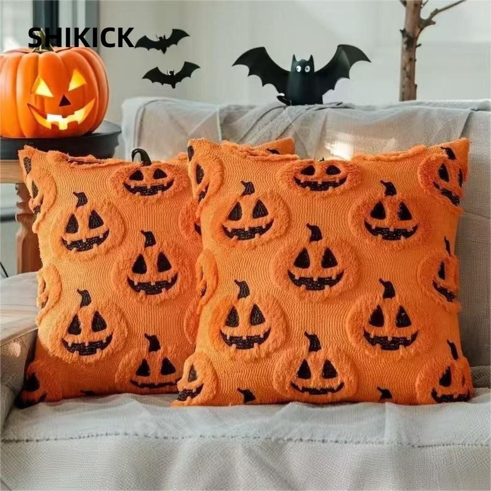 Vỏ gối SHIKICK, Vỏ gối sang trọng họa tiết bí ngô 18x18 inch, Vỏ gối mềm mại Halloween Trang trí ngày lễ