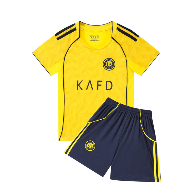 Áo bóng đá trẻ em 2025 / 6 RONALDO 7 Áo thun bóng đá màu vàng + Quần short Bộ đồ thể thao thoáng khí