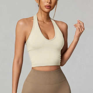 [Lasyyoga] Áo ngực thể thao cổ chữ V Dây gợi cảm Áo ngực thoáng khí hở lưng Phòng tập thể dục