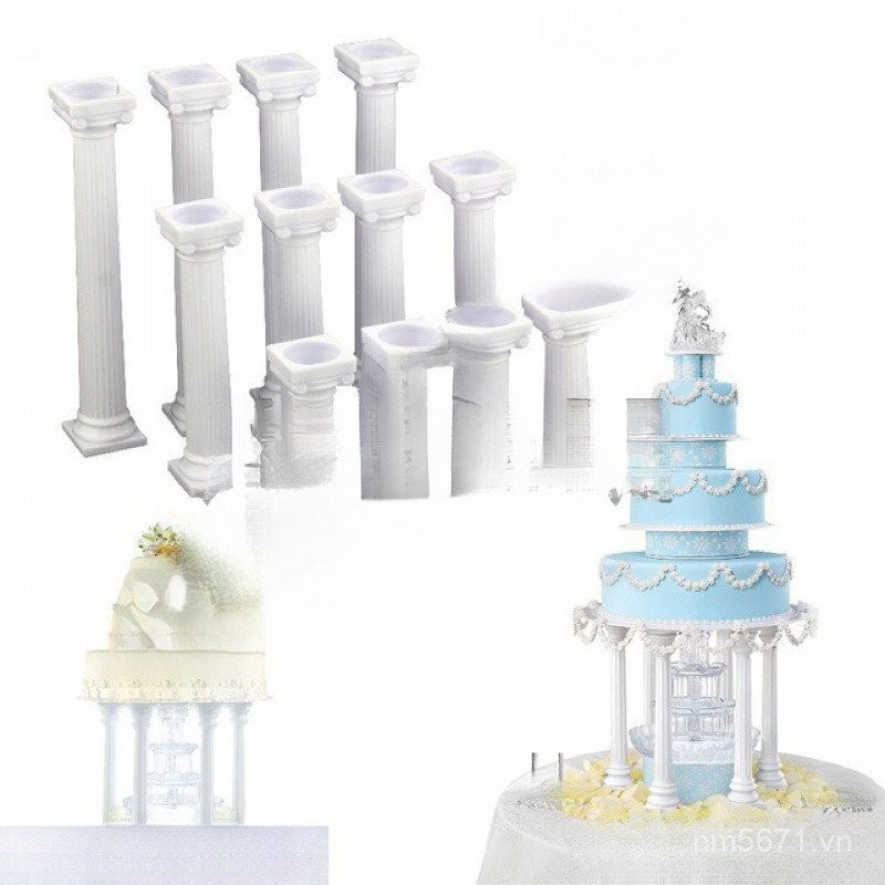 Bánh Nhiều Lớp Lớn Vừa Nhỏ La Mã Cột Retro Hỗ Trợ Bánh Hỗ Trợ Cần 4 Chân Đế Cột La Mã Trang Trí QMWL