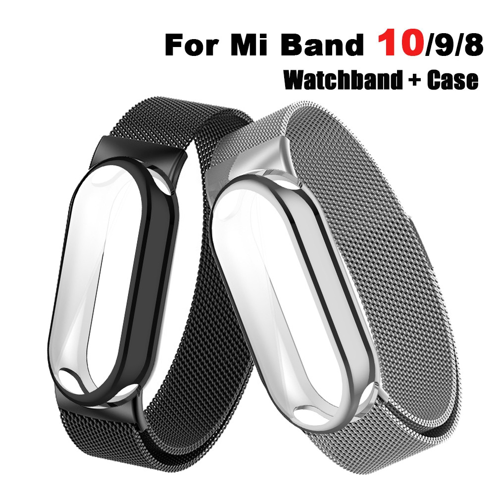 Đai thép không gỉ có vỏ bảo vệ TPU cho Mi Band 10 Miband 10 Nfc Phụ kiện đồng hồ cho Xiaomi Mi Band 