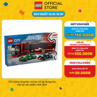 LEGO CITY 60445 Đồ Chơi Lắp Ráp Xe Vận Chuyển Xe Đua F1 (1086 chi tiết)
