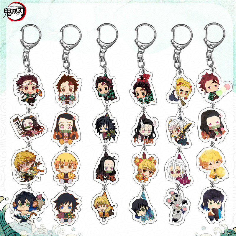 Anime Acrylic Keychain Kamado Tanjirou Nezuko Makomo Agatsuma Zenitsu Hashibira Inosuke Cute A Strin