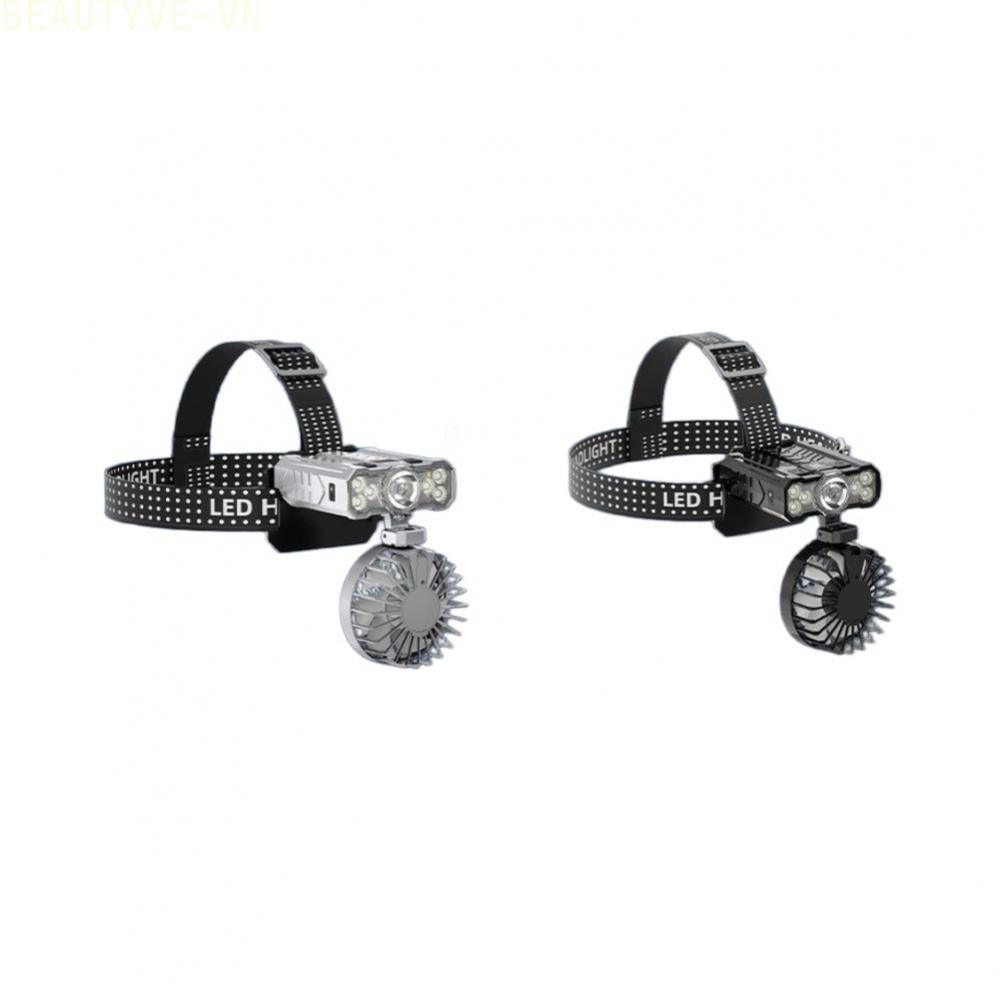 USB-C Rechargeable Headlamp with Fan Wave Activation Life Waterproof for Fishing