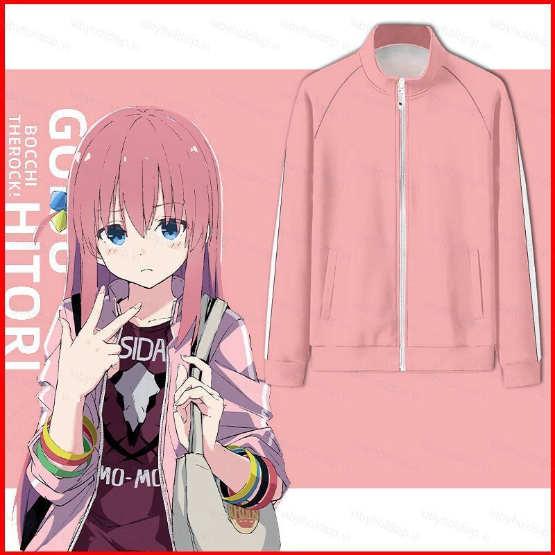 BS1 Bocchi The Rock Gotoh Hitori đứng lên cổ dây kéo áo khoác áo khoác quần mồ hôi SB1