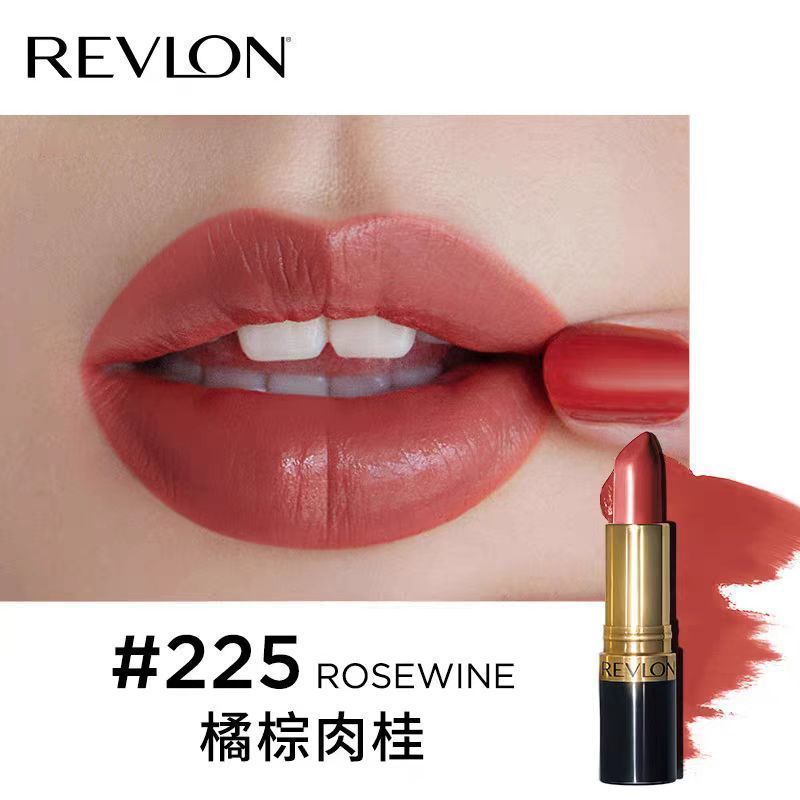 Revlon Revlon Son Môi 225 Đậu Dán Màu 445 Tếch Hoa Hồng Dưỡng Ẩm Lâu Dài Ống Đen Revlon Son Môi Dưỡn