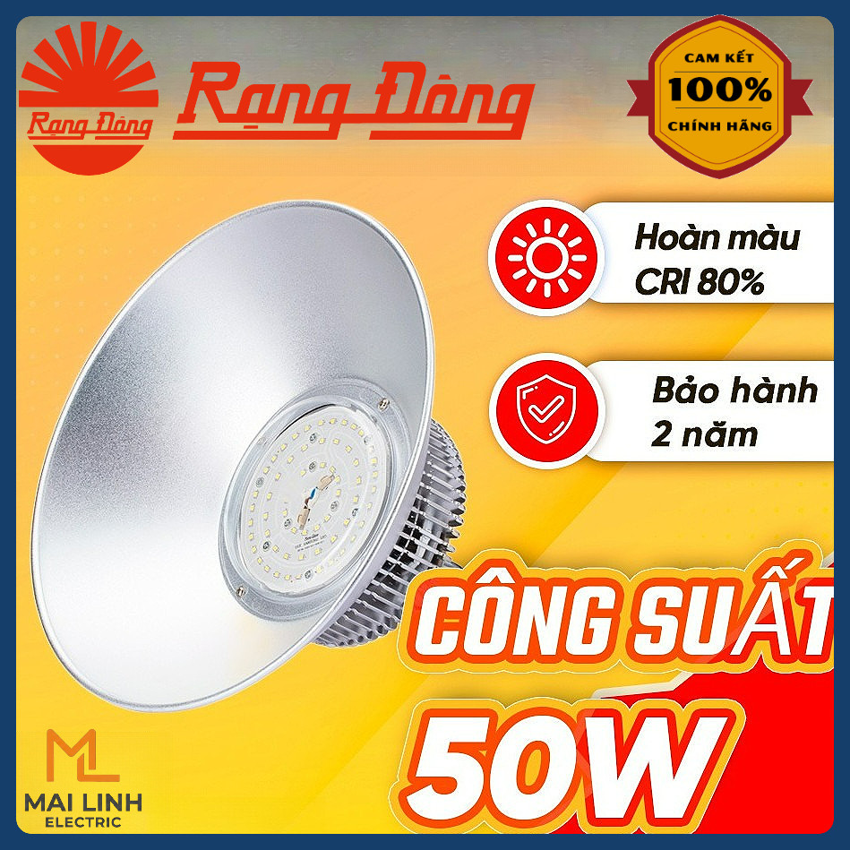(Rạng Đông) Đèn led Highbay nhà xưởng 50W  - Tản nhiệt, chiếu sáng liên tục - Chuyên công trình - Mo