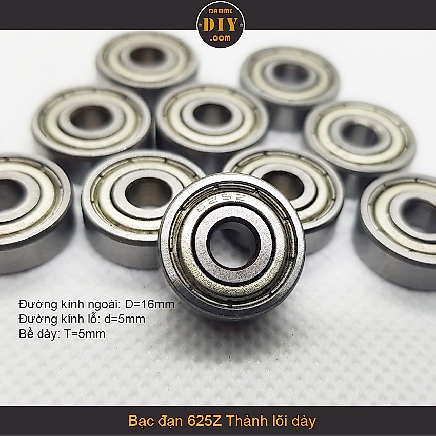 Bộ 5 Vòng bi Bạc đạn 625Z (625ZZ) kích thước 5x16x5mm