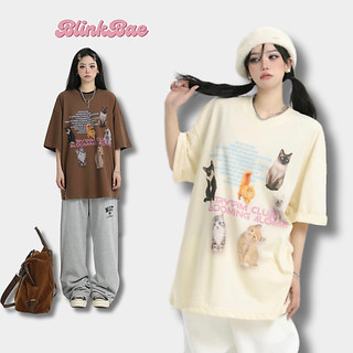 Áo Thun T-shirt Local Brand BlinkBae In Họa Tiết Mèo Đáng Yêu Chất Liệu Cotton Cao Cấp Mát Mẻ Thời Trang 2024
