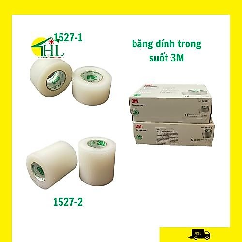 [CHÍNH HÃNG] 3M TRANSPORE 1527-1, 1527-2, 1527-3 (1 HỘP) - Băng keo trong plastic y tế 3M Transpore,