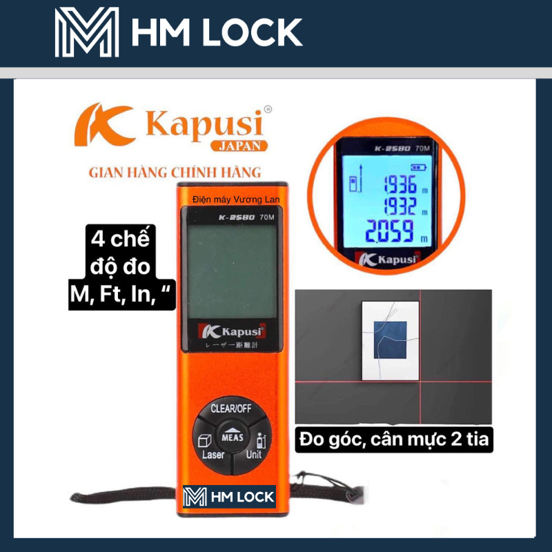 [NEW] THƯỚC ĐO KHOẢNG CÁCH LASER 70M 2 TRONG 1 THƯỚC ĐO GÓC 2 TIA, ĐO XA 70M KAPUSI - HÀNG CHÍNH HÃN