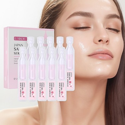 Laikou Sakura Serum Ampoule Giảm nếp nhăn Làm sáng vết thâm Dễ dàng hấp thụ Tiết lộ rạng rỡ 2ml * 10
