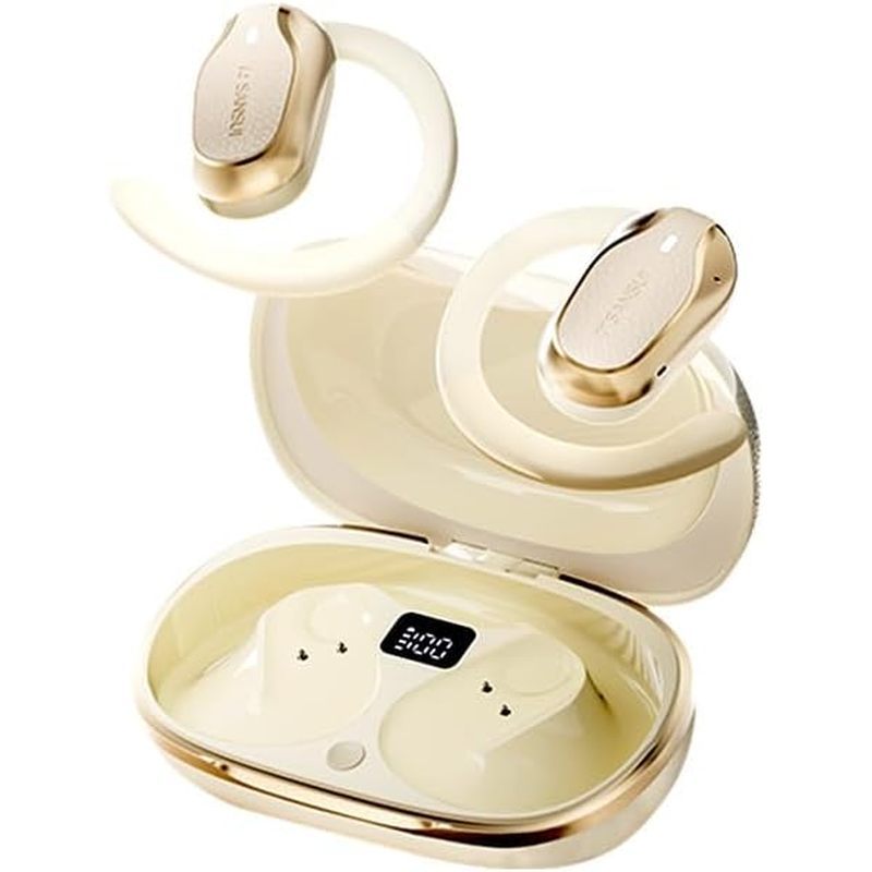 Tai nghe mở tai SANSUI W65, Tai nghe Bluetooth không dây 5.4 có màn hình kỹ thuật số thông minh, Tai