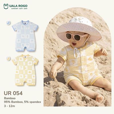 Bodysuit cho bé Ualarogo cộc tay 3-12 tháng vải Sợi tre Bamboo mềm mại thoáng khí cúc bấm UR 054