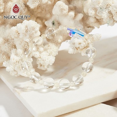 Vòng tay đá Thạch anh tự nhiên phối charm - Mẫu VC1179 - Ngọc Quý