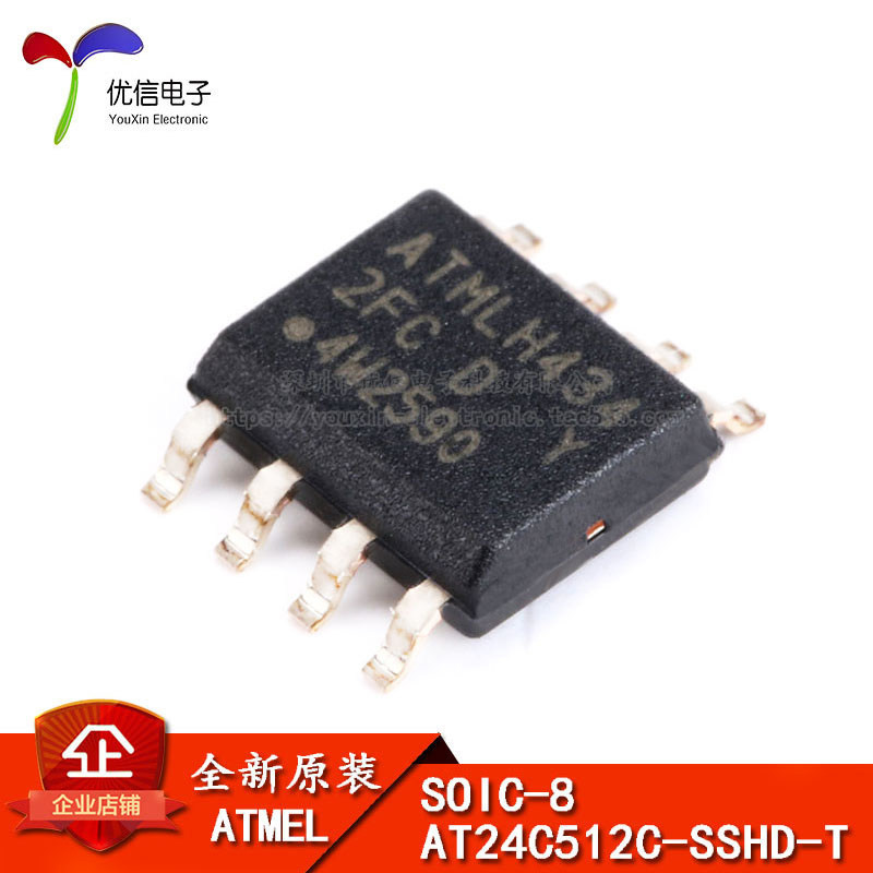 Bản vá chính hãng chính hãng AT24C512C-SSHD-T SOIC-8 Chip EEPROM 512KB I2C