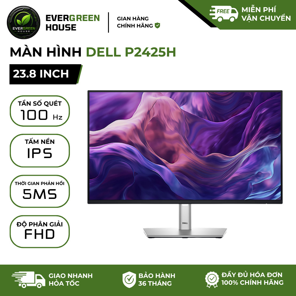 Màn hình LCD Dell 23.8" P2425H (1920 x 1080/IPS/100Hz/5ms GtG) - Bảo hành 36 tháng