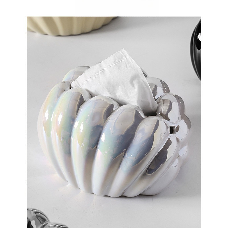Shell Shape Creative Tissue Box Living Room Ceramic Paper Box Decoration Desktop Napkin Box