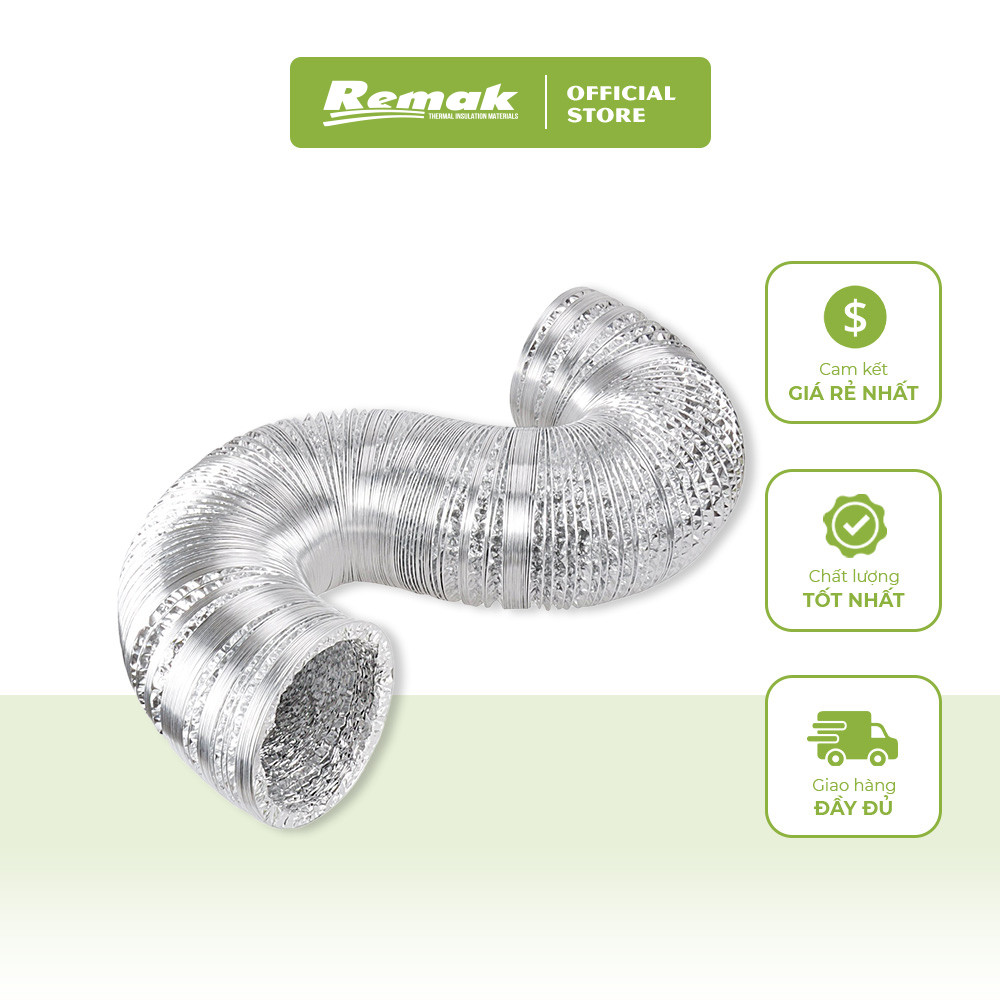 Ống mềm không bảo ôn 2 lớp D150 Remak chịu nhiệt cao 2 lớp bạc