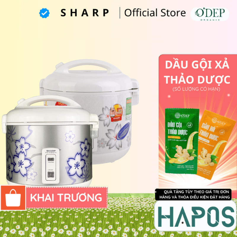 Nồi cơm điện nắp gài 1.8 lít Sharp Chính hãng, có khay hứng nước Sản xuất Thái Lan KS-N182ETV "SW" -