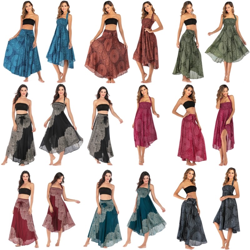 Đầm Bohemian Thái Đầm Bust Đầm Đi Biển Hai Váy Hippie