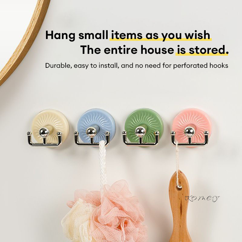 🔮COD🔮Móc Dán Tường Chắc Chắn Không Cần Đục Lỗ Móc Màu Macaron Nhà Bếp Phòng Tắm Có Thể Xoay Lưu Trữ