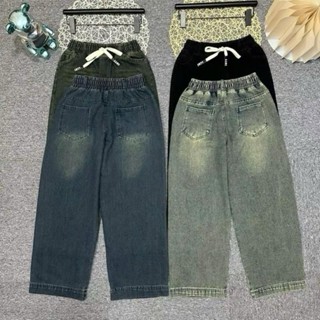  Quần Jean Nữ Dáng Suông Ống Rộng 9 Tấc Chất Dày Mềm Cạp Chun Thoải Mái 