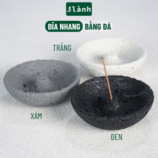 Đế Hứng Nhang Trầm Hương 3 Lành Bằng Đá Rộng Miệng Phong Cách Thiền Nhật Trang Trí Nhà Bàn Thờ Thiền