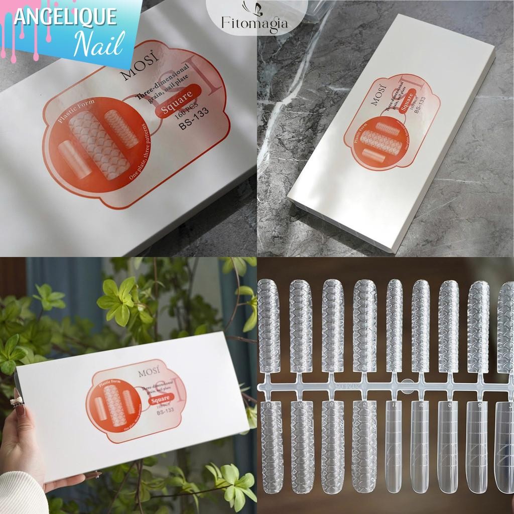 [Angelique Nail Shop} Mosi BS Hộp 160 Móng Tay Giả Đắp Bột, Móng Up Đắp Gel Gôm