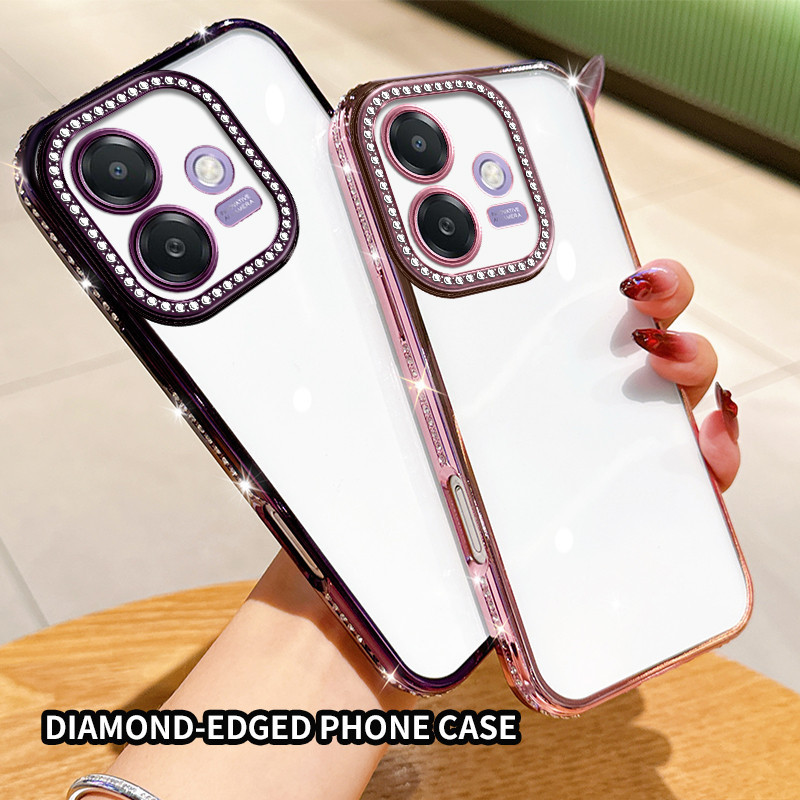 Ốp lưng OPPO A3X A3I A3 PKL110 A5I CPH2641 Vỏ điện thoại mềm trong suốt mạ điện có vỏ kim cương sang